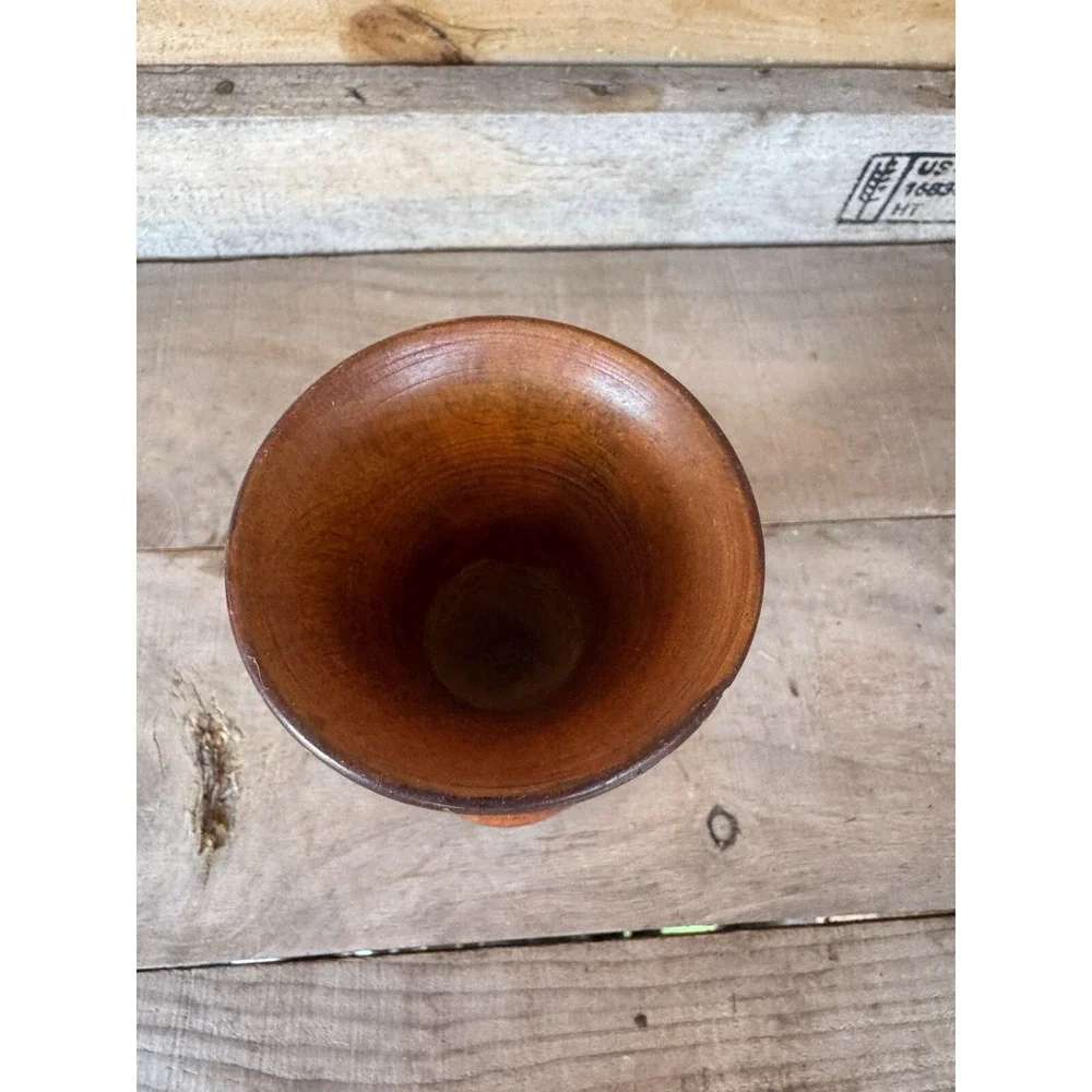 Vintage Hand Carved Wood  Bud Vase Folk Art‎ Decor Flower Design